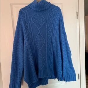 Aerie Cobalt Blue Cable Knit Turtleneck Sweater